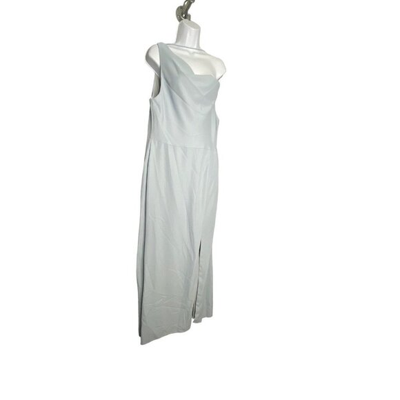 AFTER SIX One-shoulder Draped Cowl-neck Maxi Dress In Mist Size 2R - Picture 4 of 9